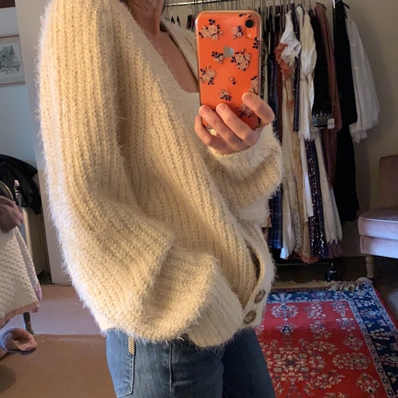 Free People Fuzzy V-Neck Sweater - Picture 2 of 14